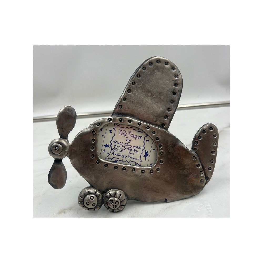 Ashleigh Manor Folk Frames Airplane Photo Frame Ruth Reynolds Darby Pewter Tone